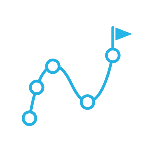 Strategy icon — winding path of nodes leading to a destination flag