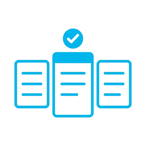 Vendors icon — three proposal cards with the selected one marked with a check