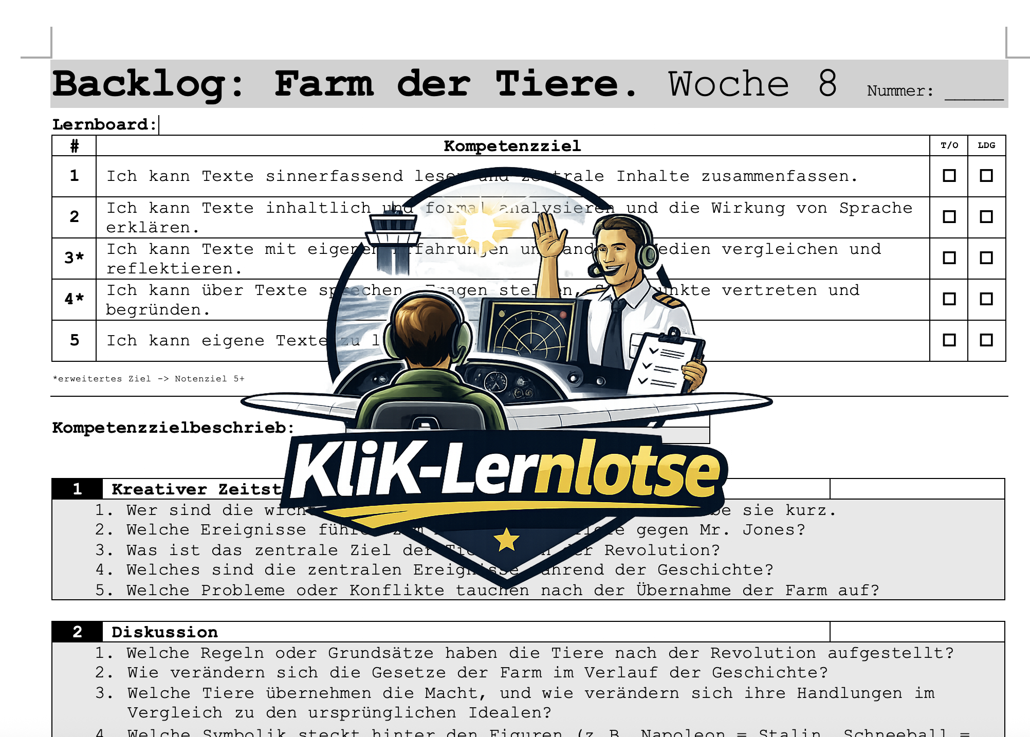 [D] Backlog Lektüre: Farm der Tiere, Orwell (Word)