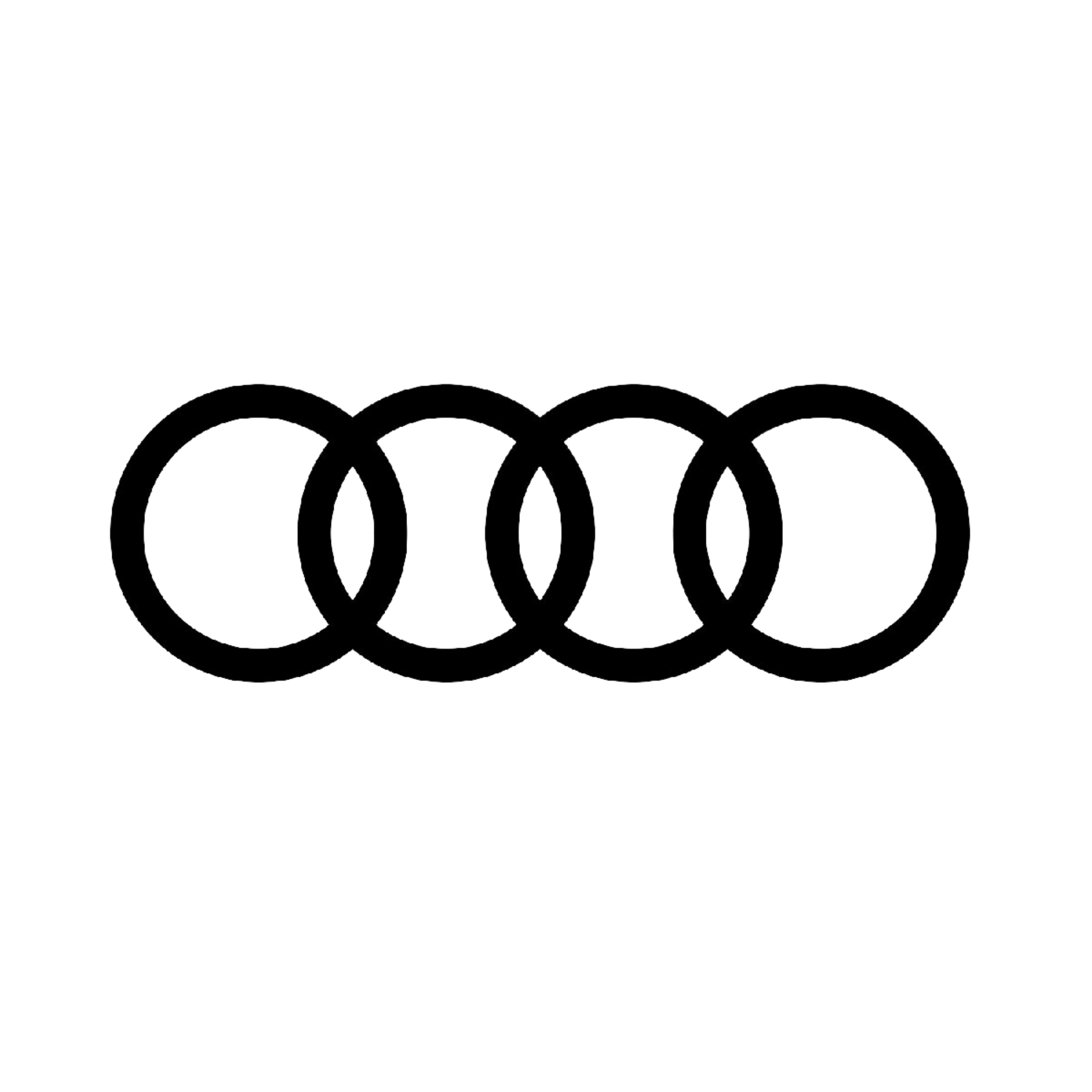 Logotipo de Audi, con cuatro aros entrelazados en negro.