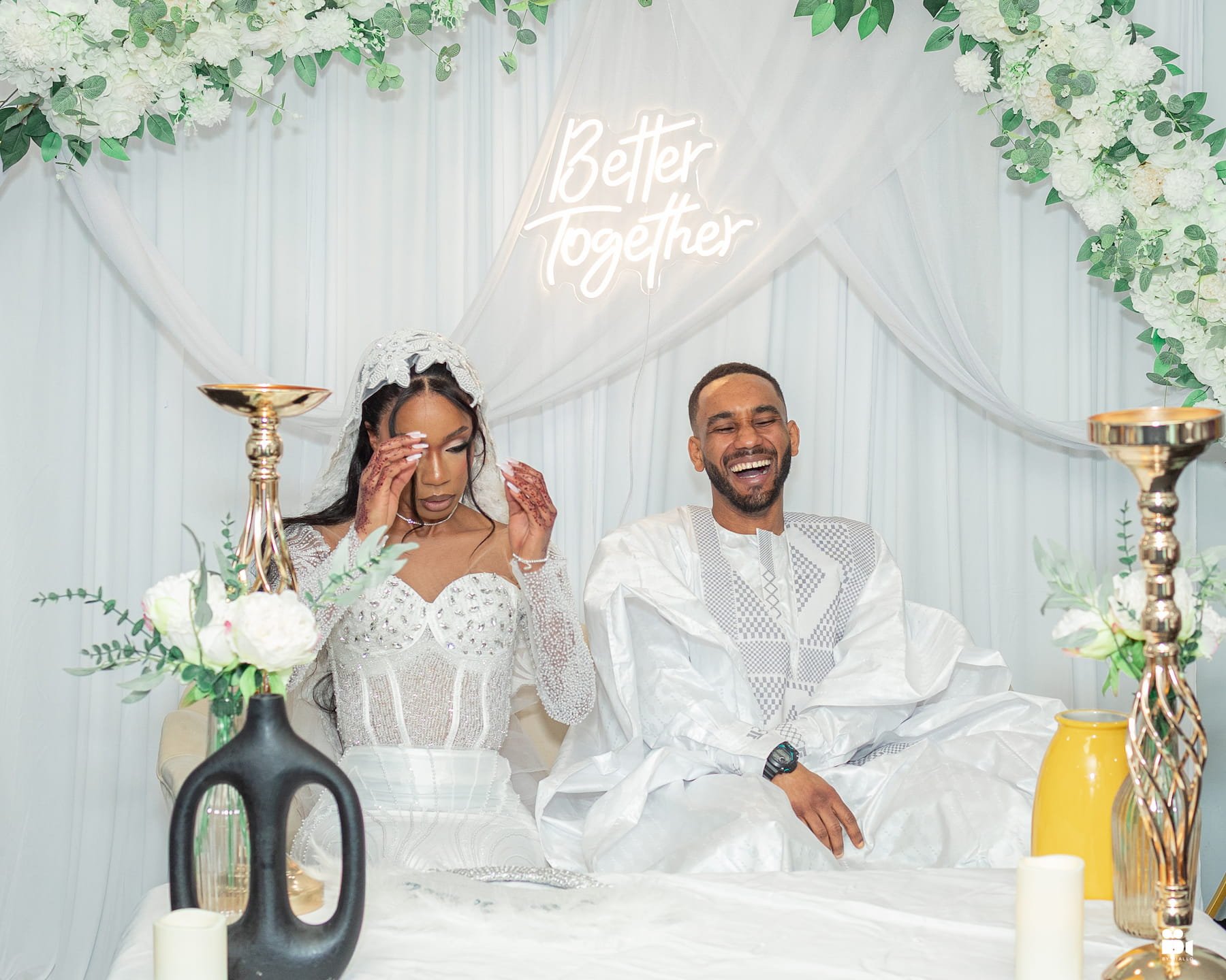 Wedding couple celebrating during reception photographed by Montreal photographer Shot by Diallo