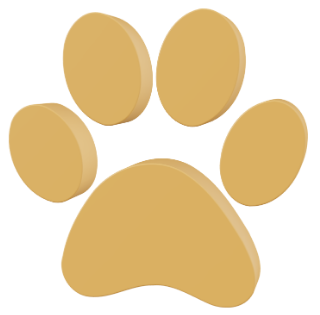 A beige paw print with four toe pads and a pad at the bottom.