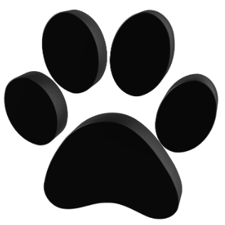 Black paw print icon on a black background.