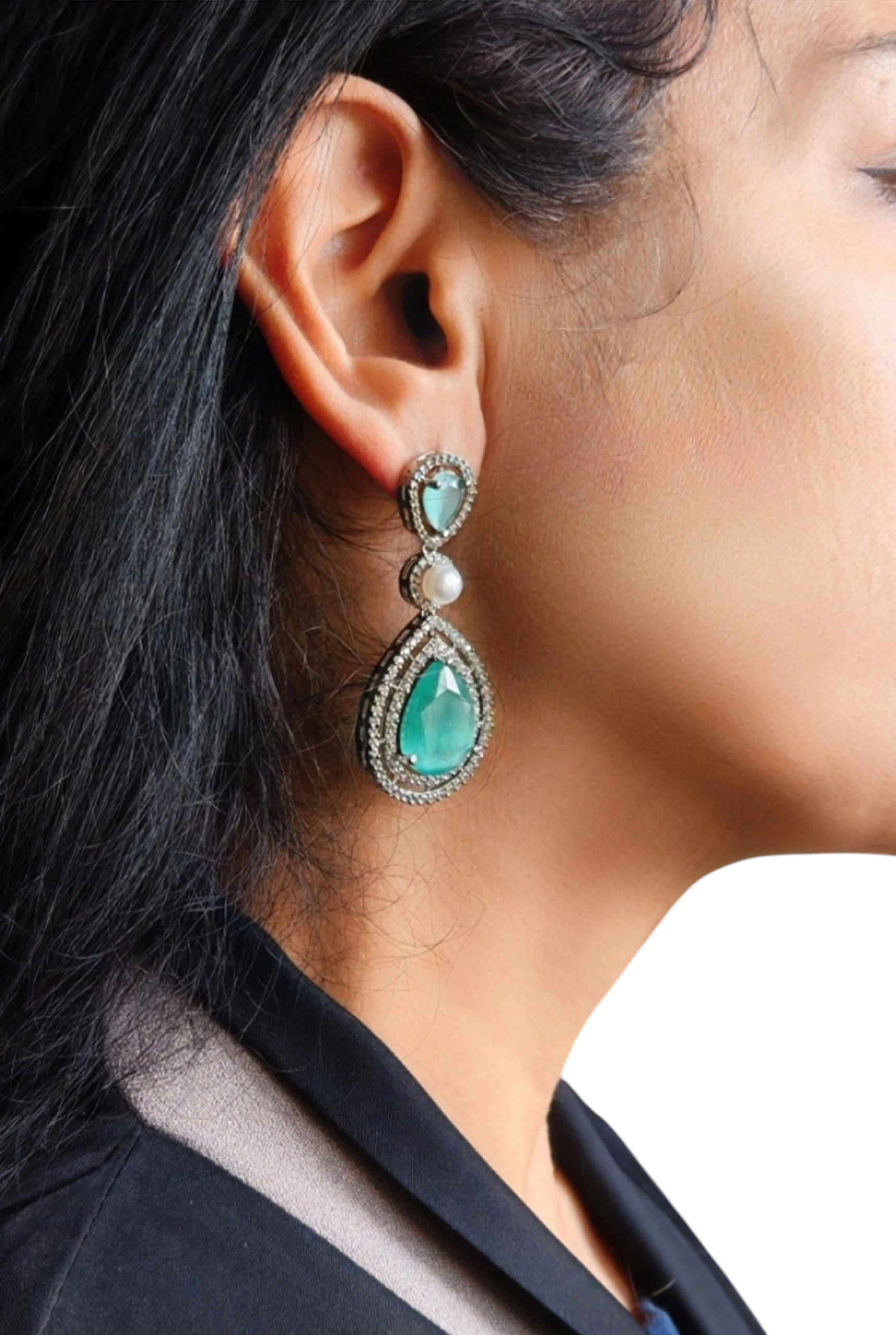 Aqua Elegance Teardrop Earrings