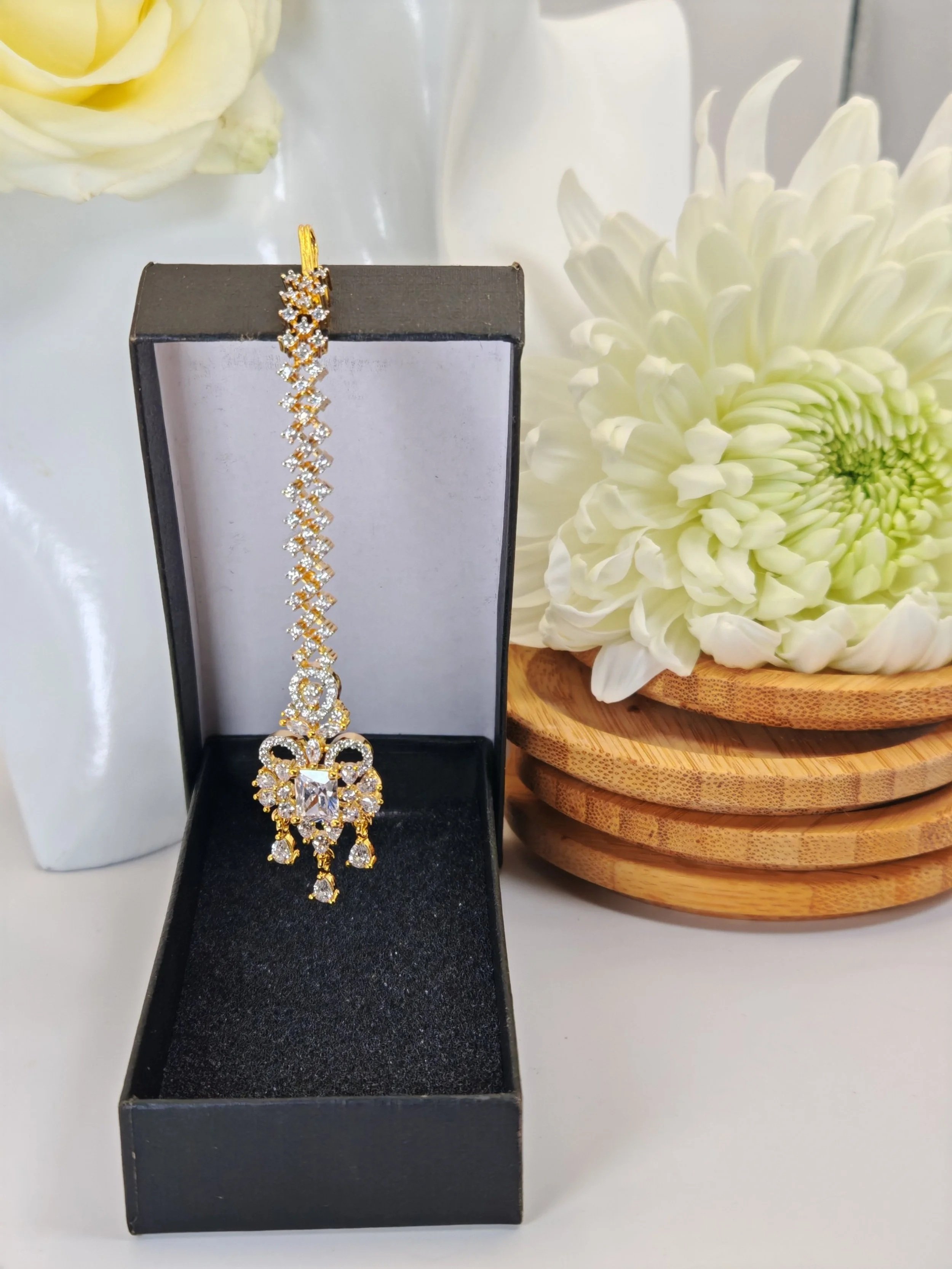 Gold-Plated Crystal Drop Tikka