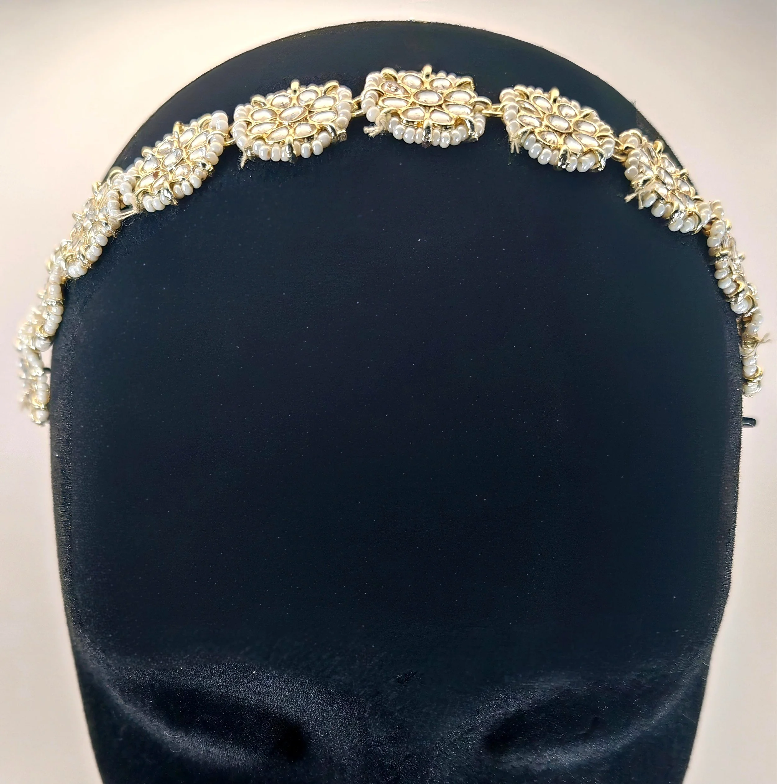 Gold Floral & Pearl Headband