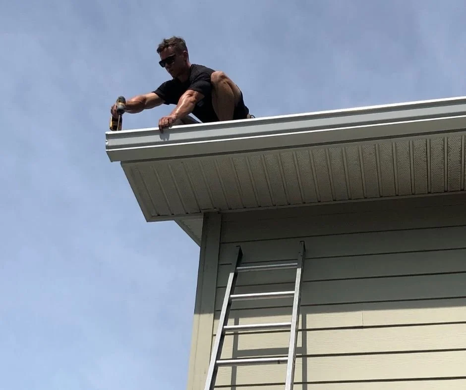 Seamless Gutters installation Myrtle Beach, SC by the company On Point Exterior Services. New Gutter Guards Installed