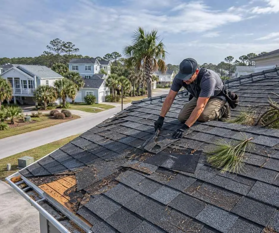 storm damage roofing in Surfside Beach SC