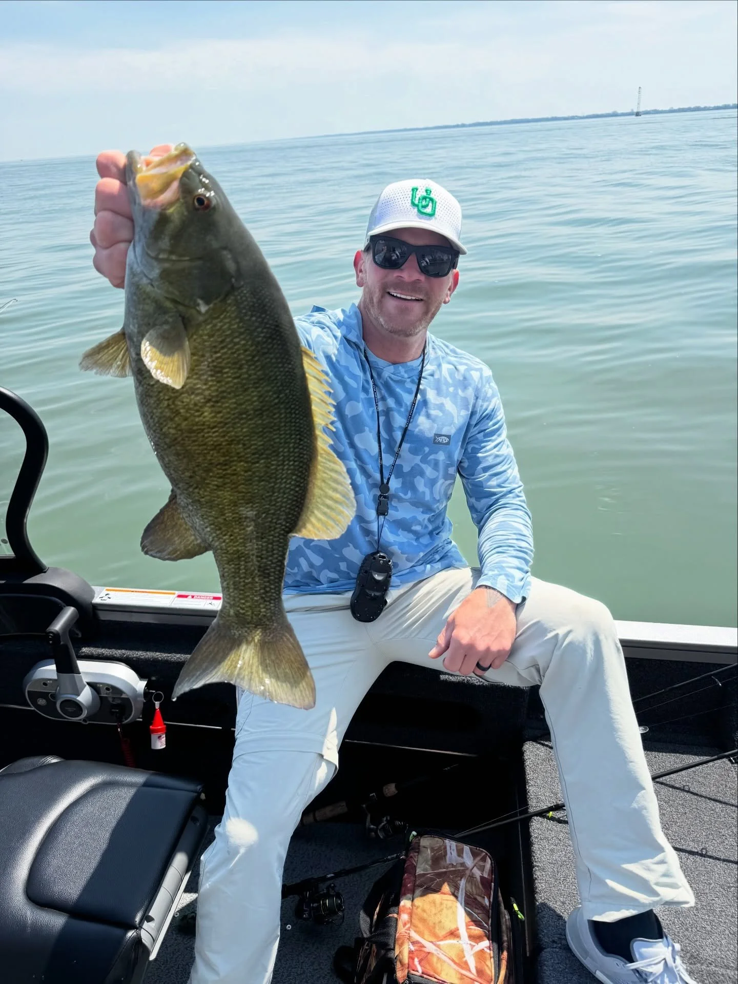 Smallmouth bass caught on the Detroit River during guided fishing charter