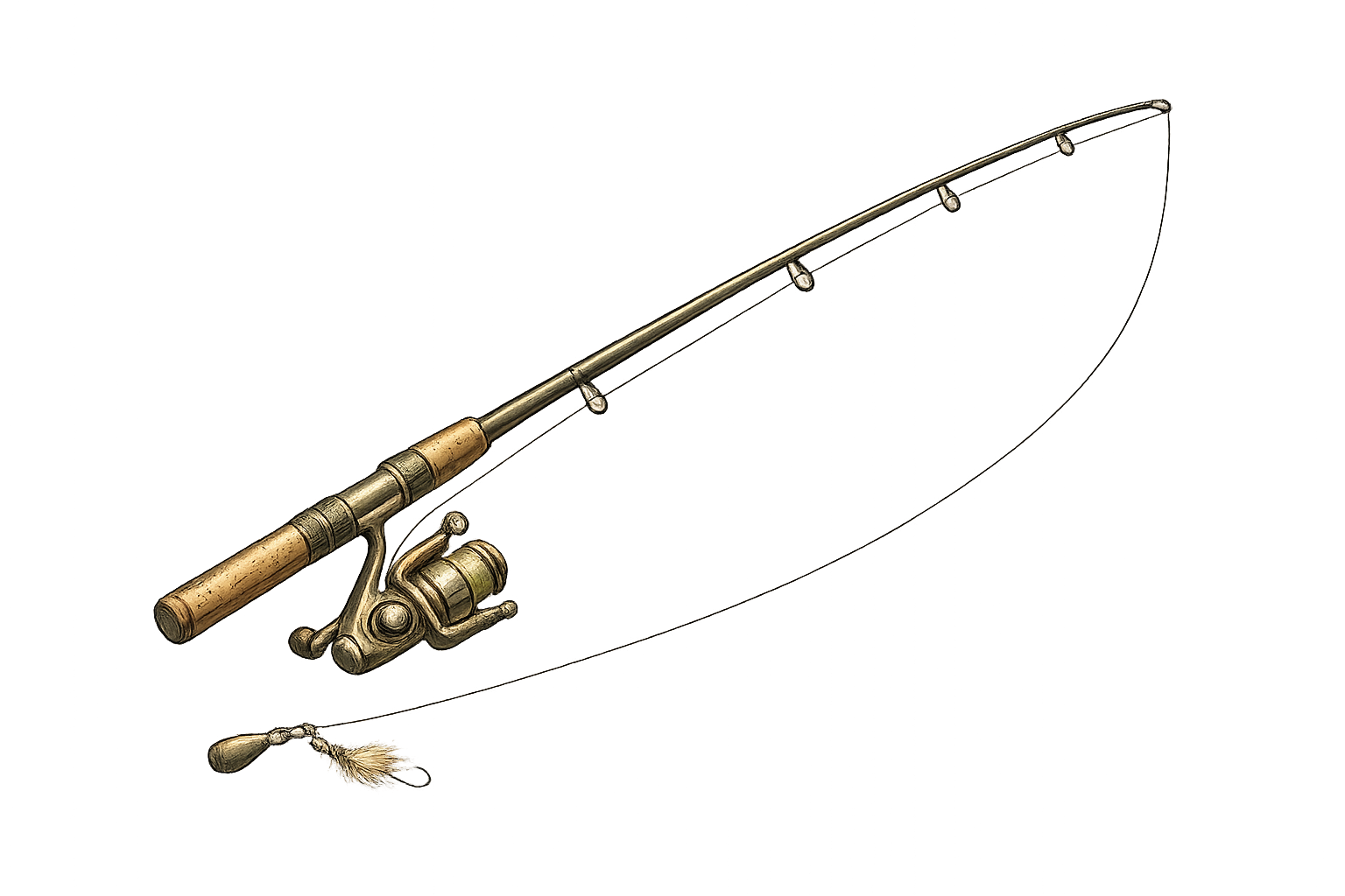 Fishing rod and reel illustration