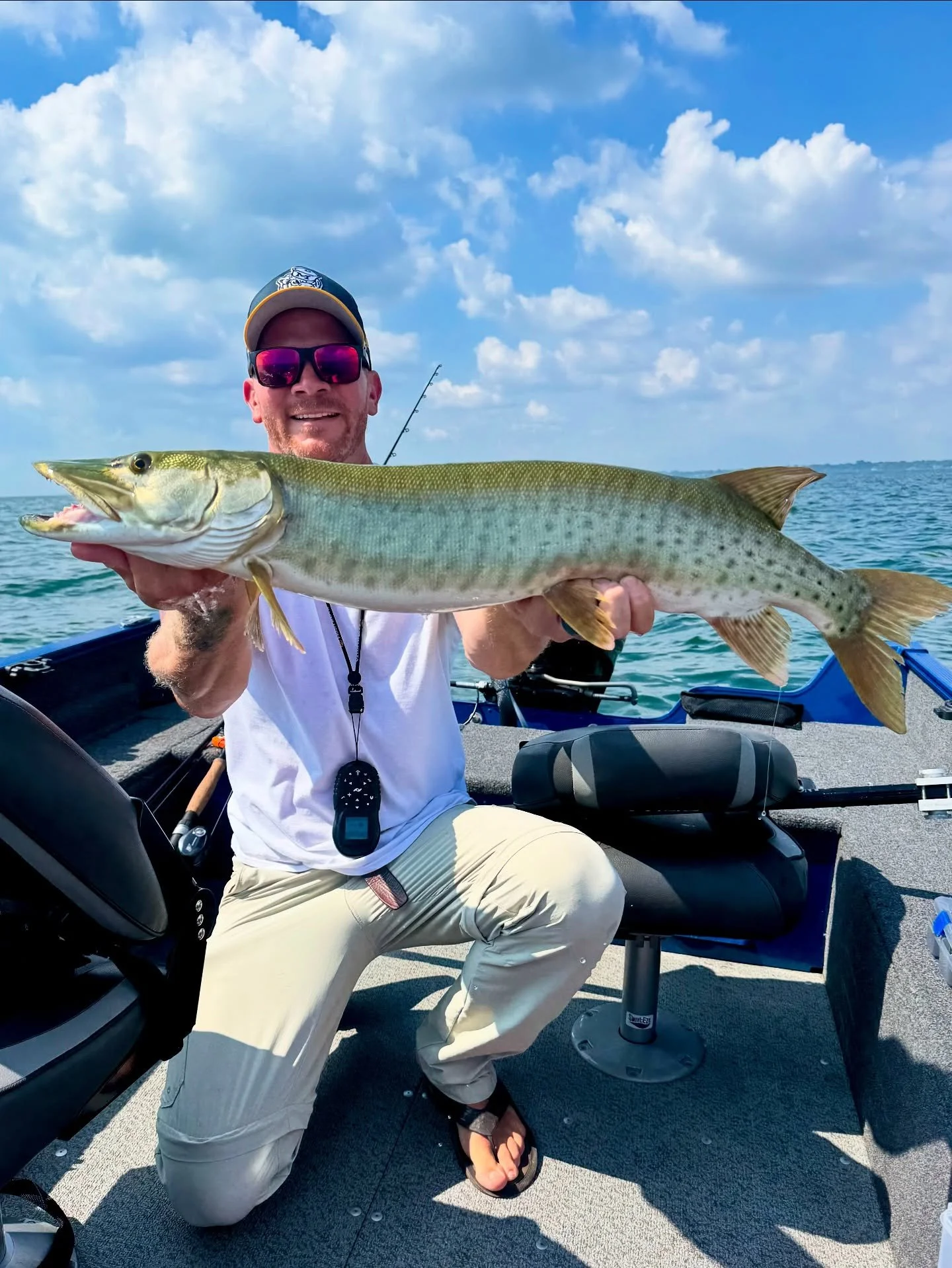 Trophy muskie caught on Lake St. Clair during guided fishing charter