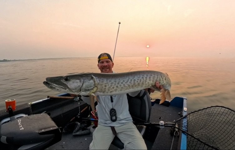 Trophy muskie caught on Lake St. Clair during guided fishing trip