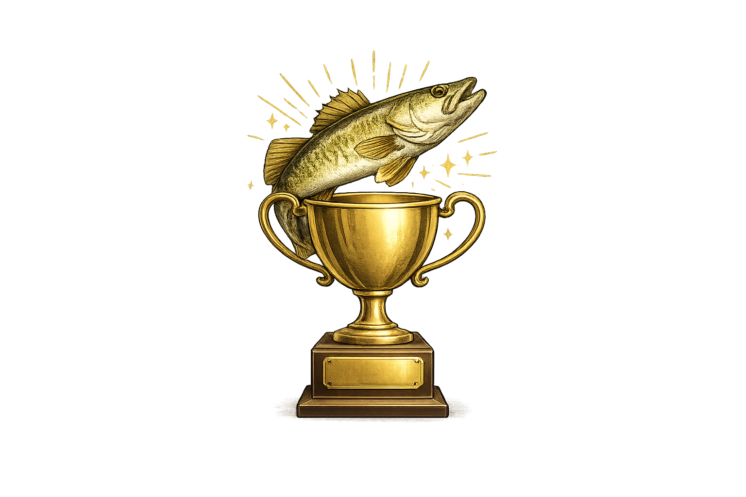 Fishing trophy and freshwater fish illustration