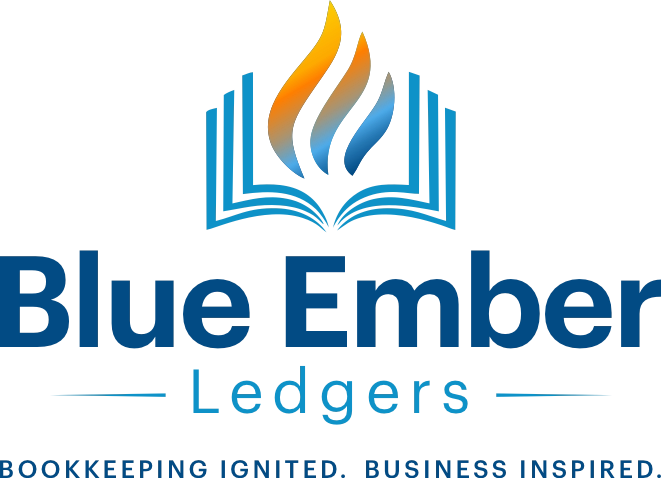Blue Ember Ledgers logo with tagline