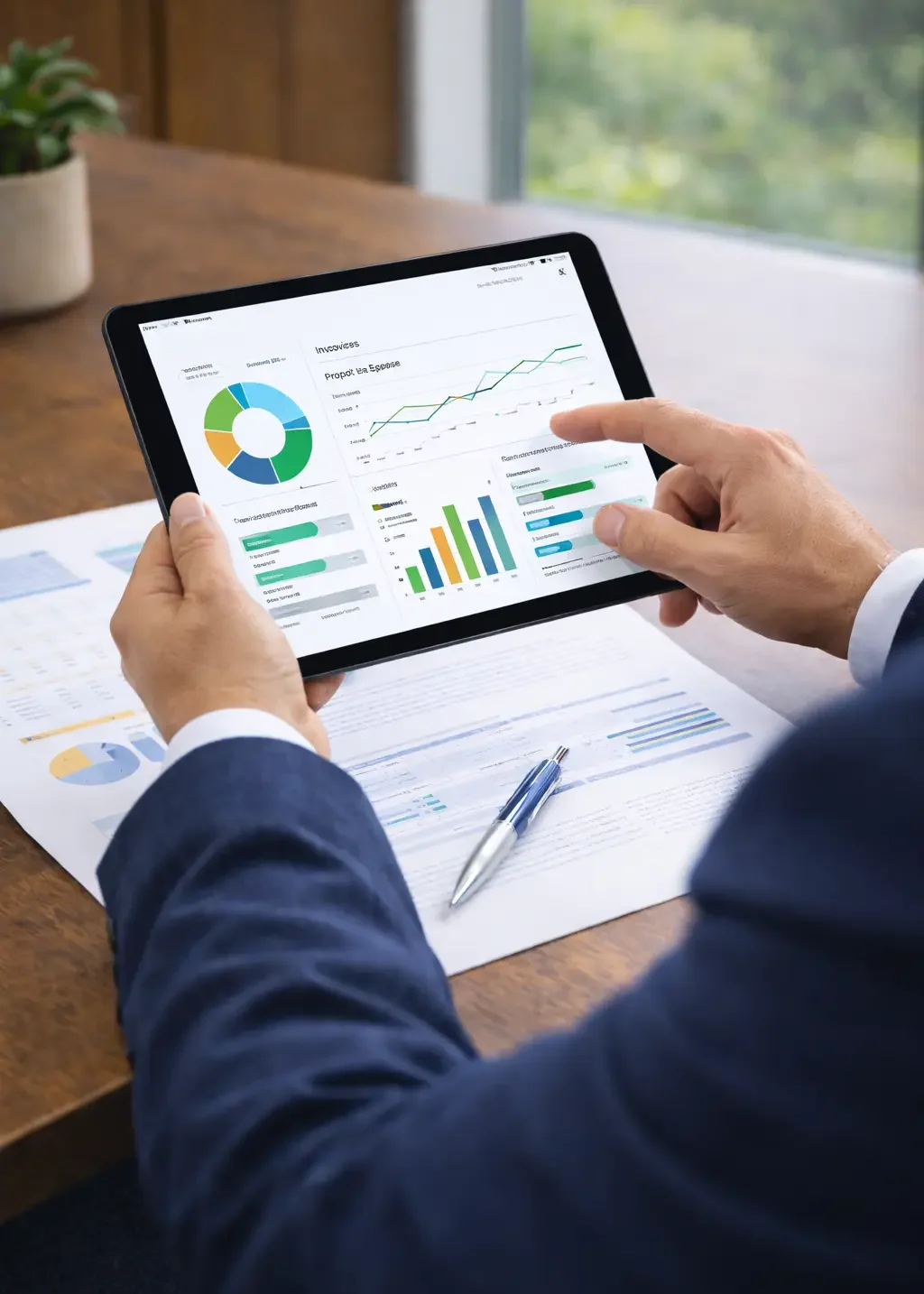 Bookkeeper looking at financial data