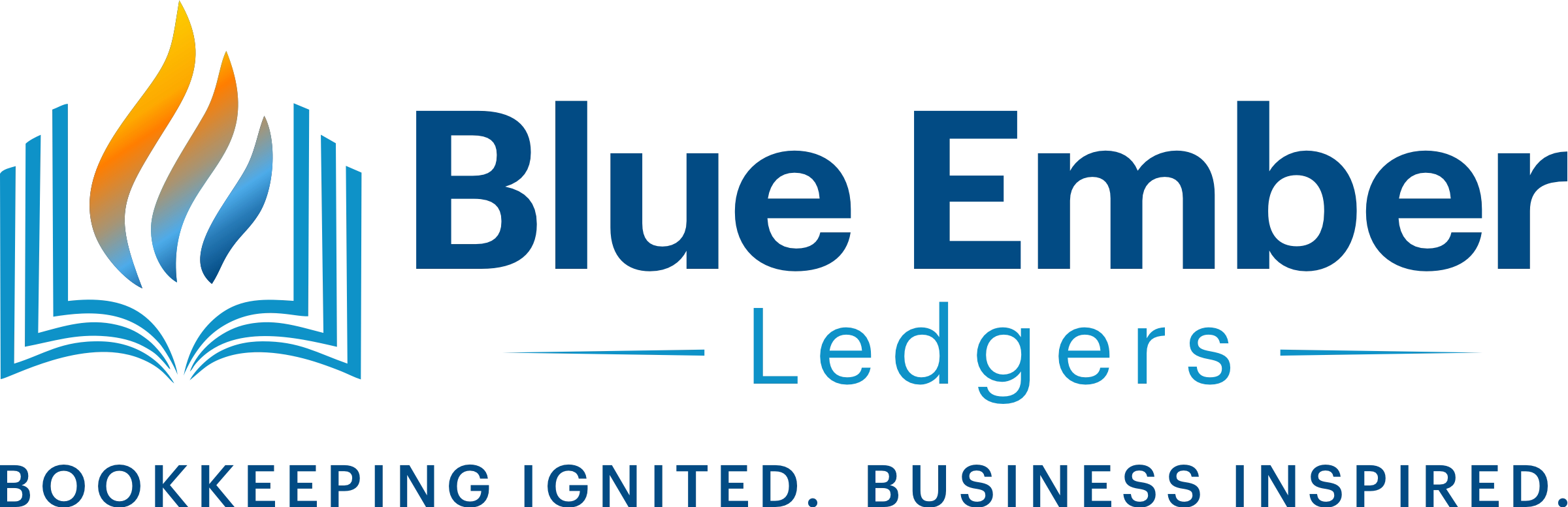 Blue Ember Ledgers logo with tagline