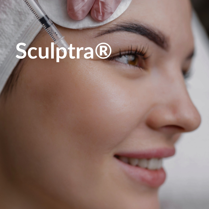 a photo showing a model receiving an injection in her cheek