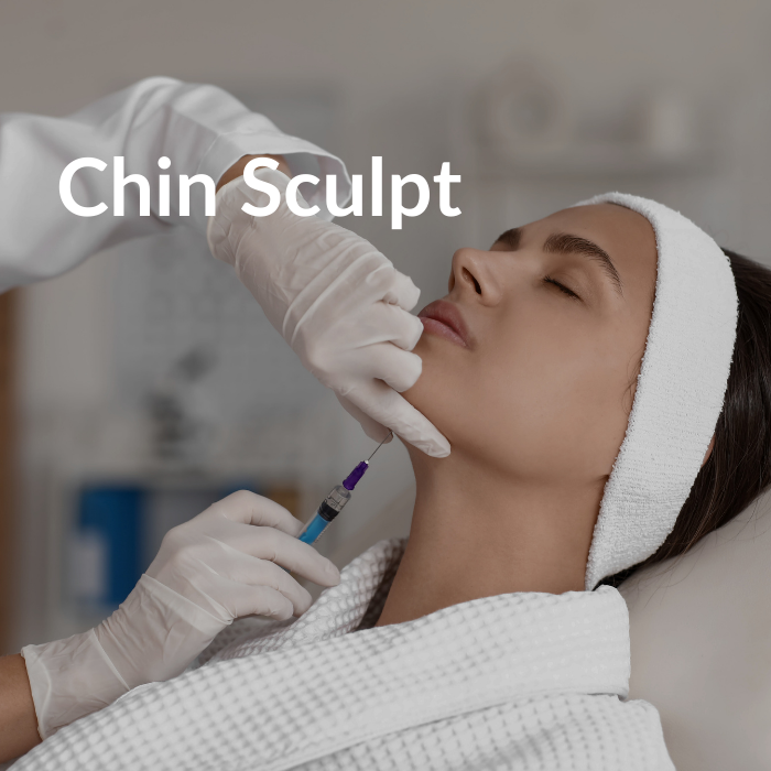 a photo depicting a woman receiving an injection on her chin