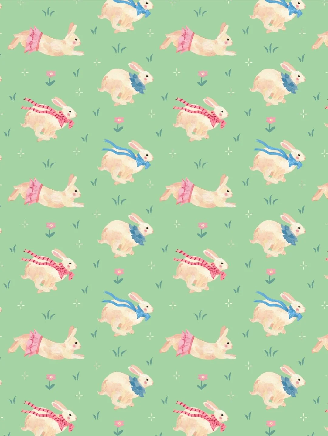 I've been obsessed lately with pattern making! ✨ I find it so satisfying digitalizing my illustrations and playing around with them 🐇 
I also created a digital mockup to see how it would look on a real product, how cute is that?😍

#patternillustrat