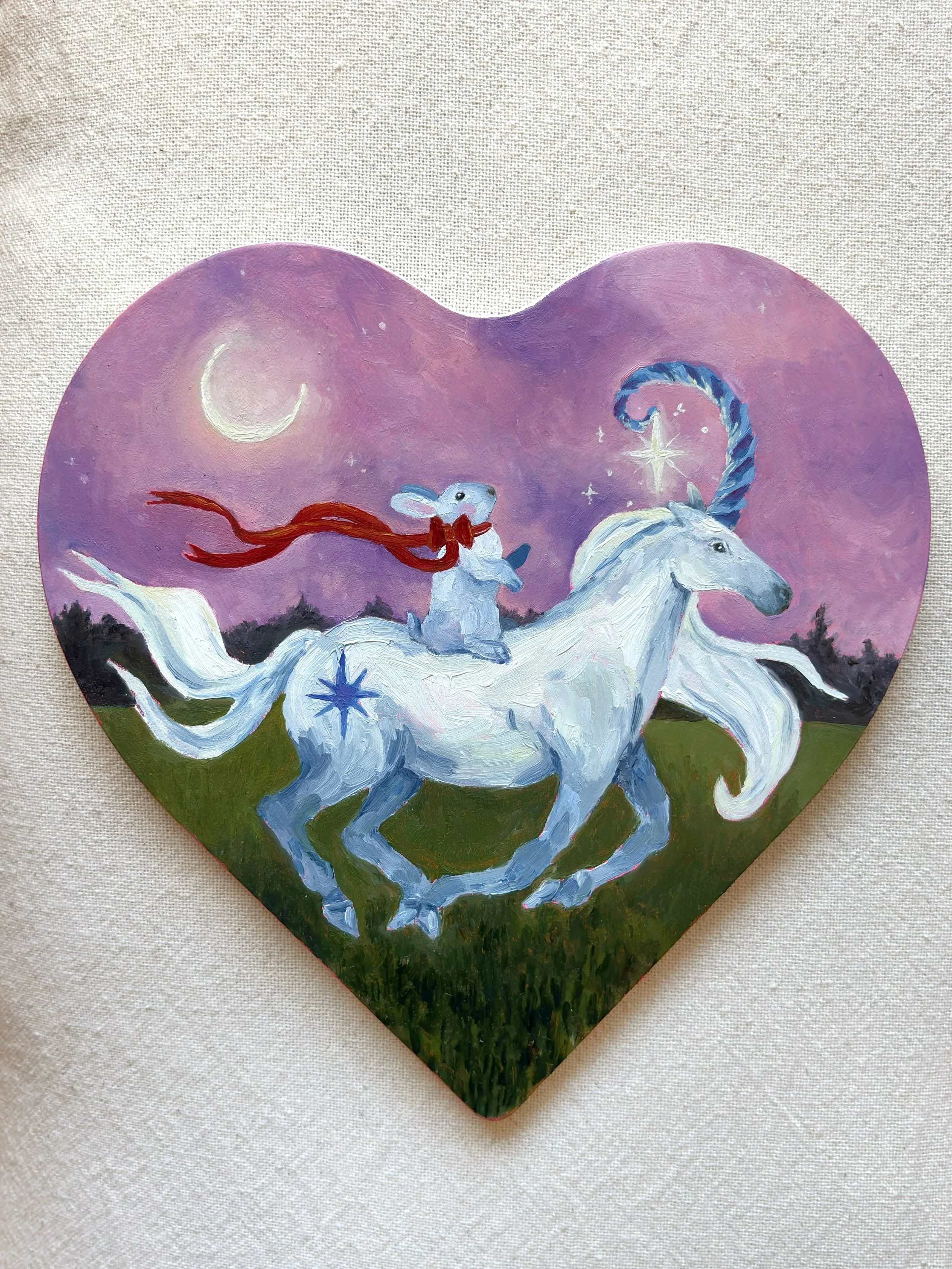 Guidance ✨ oil on panel. Finished this new painting this week! Swipe to go back in time 🌝🐎