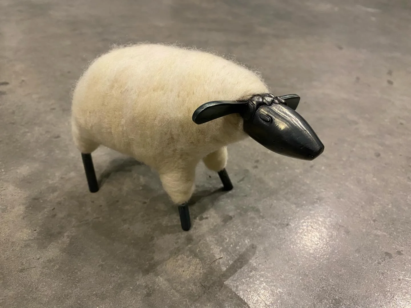 I just finished this fun little experiment. A steel frame with a felted wool coat. @prairiehawk58 thank you so much for the wool and tools. I hope that you enjoy it&rsquo;s company at your markets.