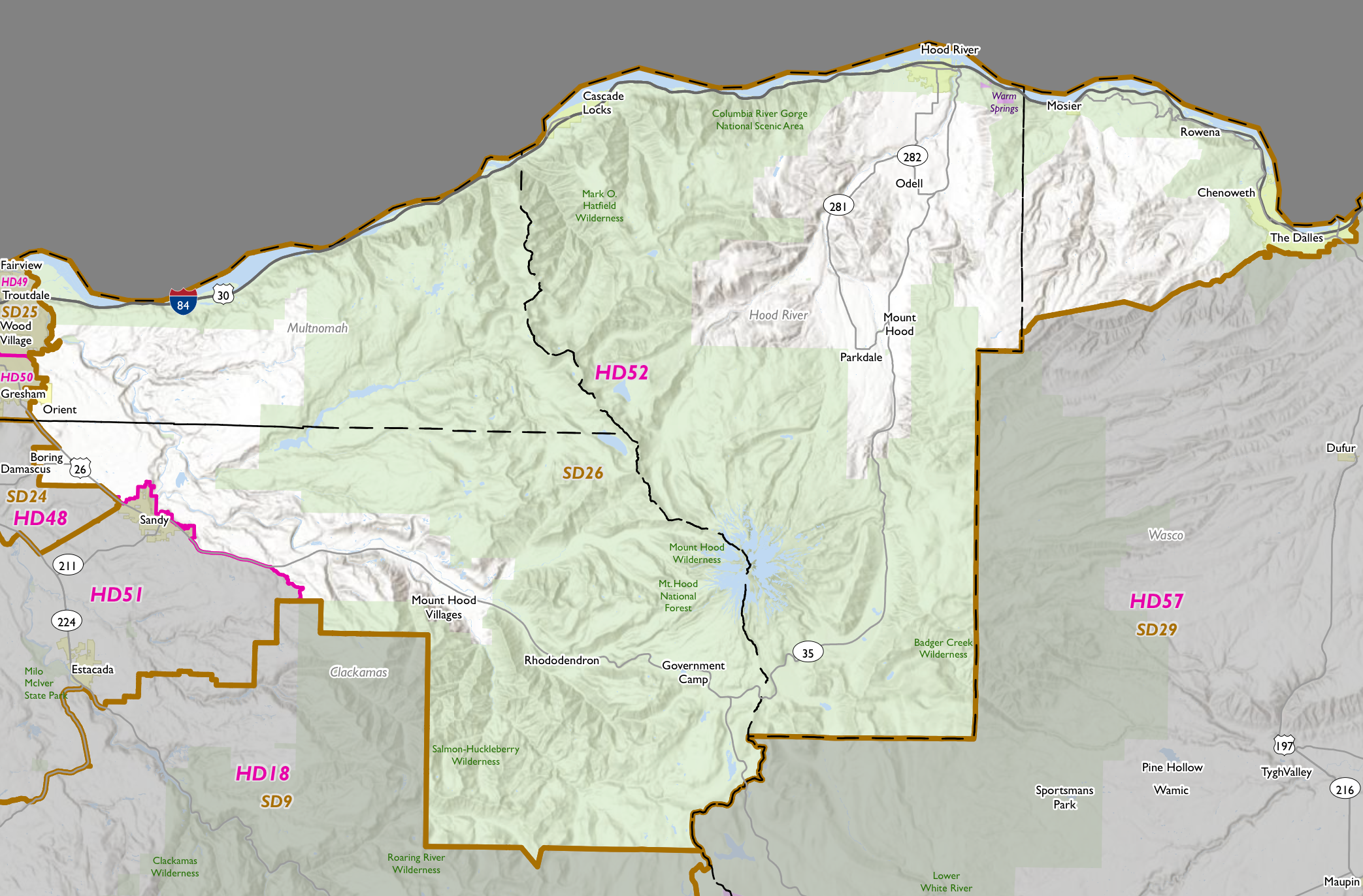 A map of Oregon's House District 52.