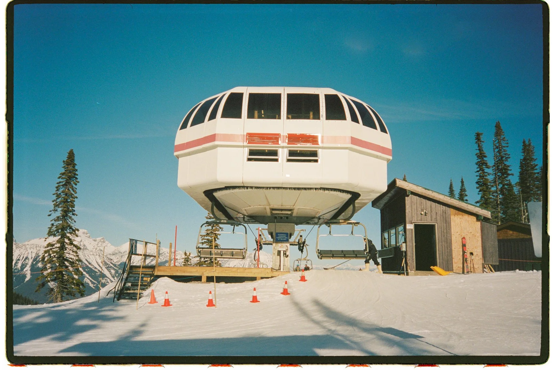 ski resort chair lift on 35mm film Fernie, British Columbia