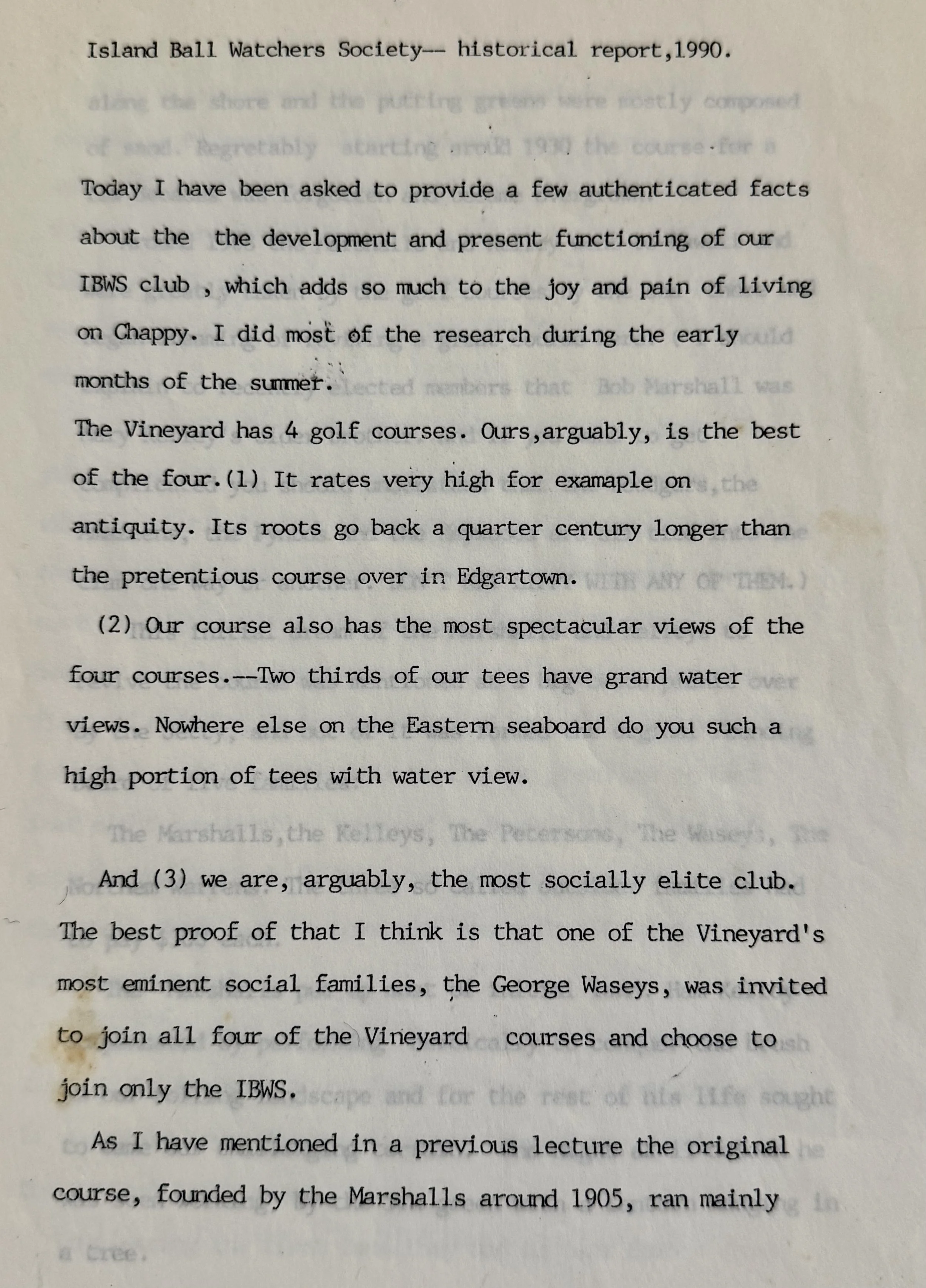 1990 Historical Report