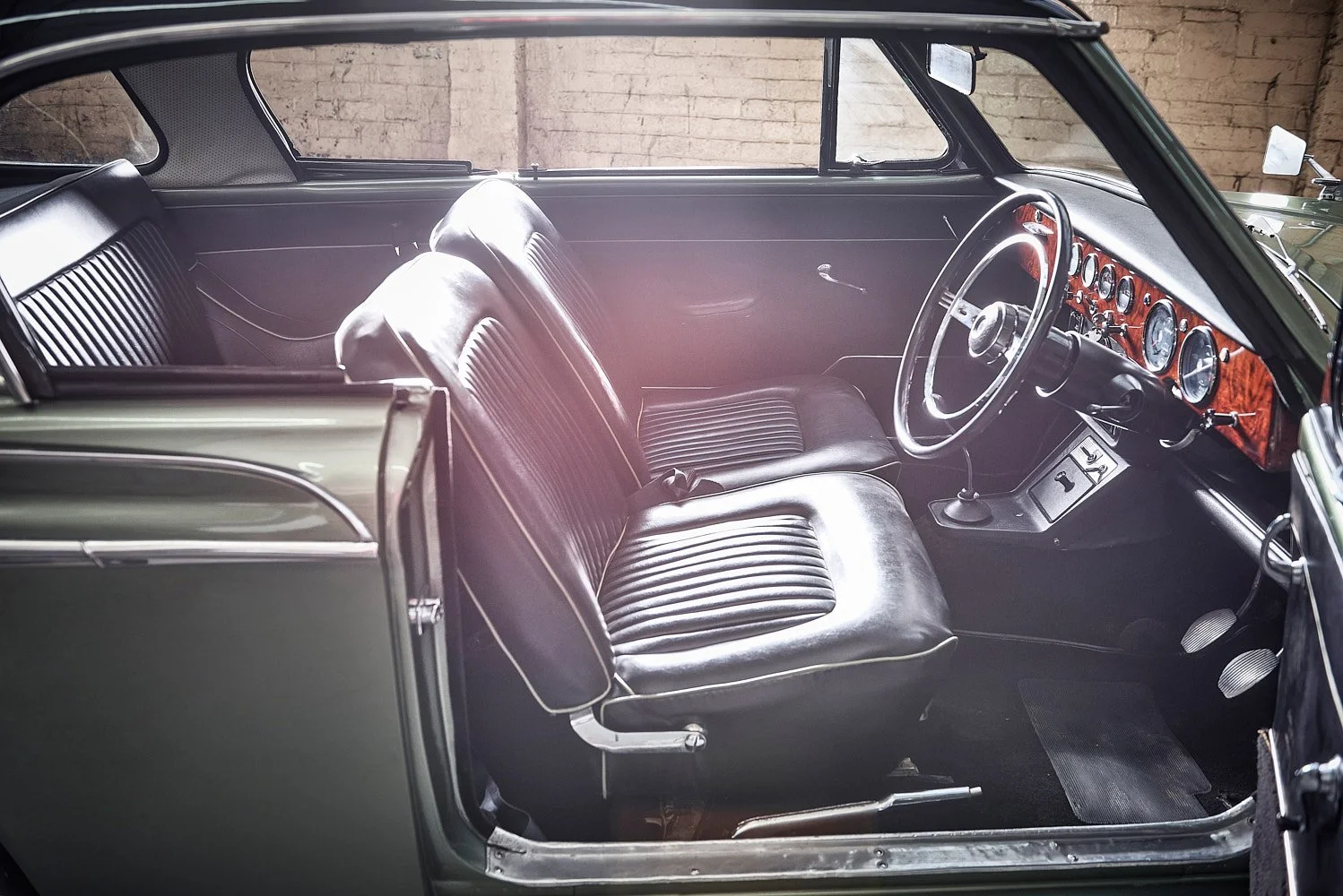 Classic car with controlled studio lighting