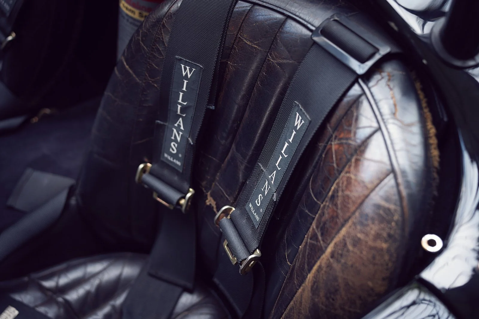 Luxury sports classic car interior leather detail captured for brand use AC Cobra