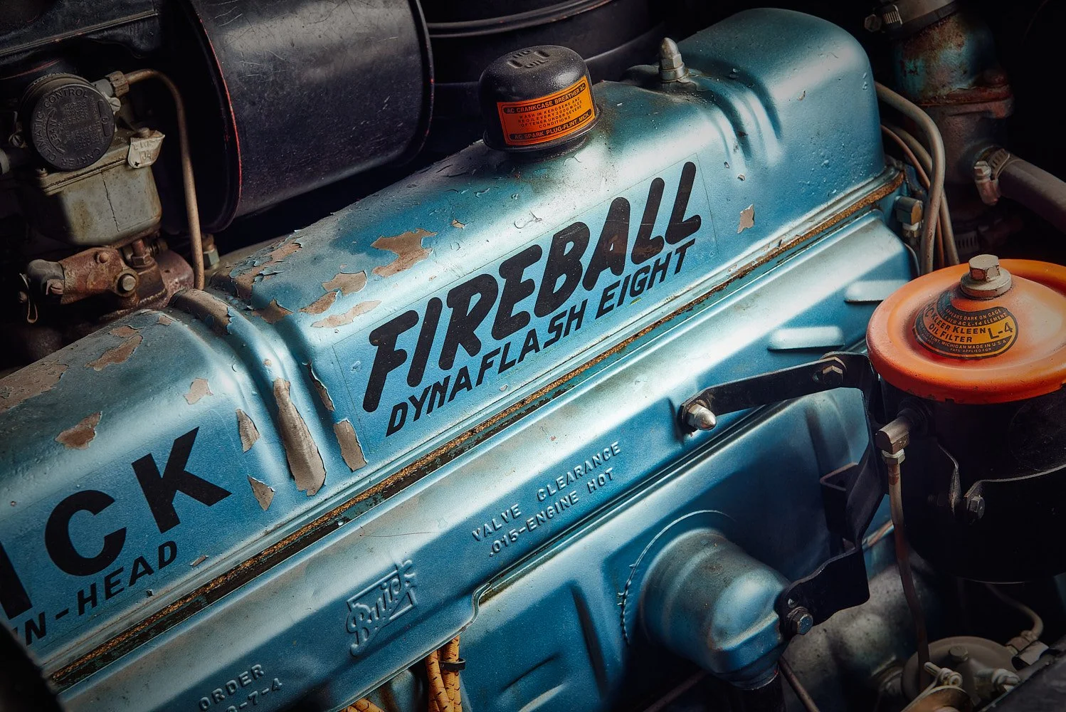 Engine bay detail shot in automotive photography session