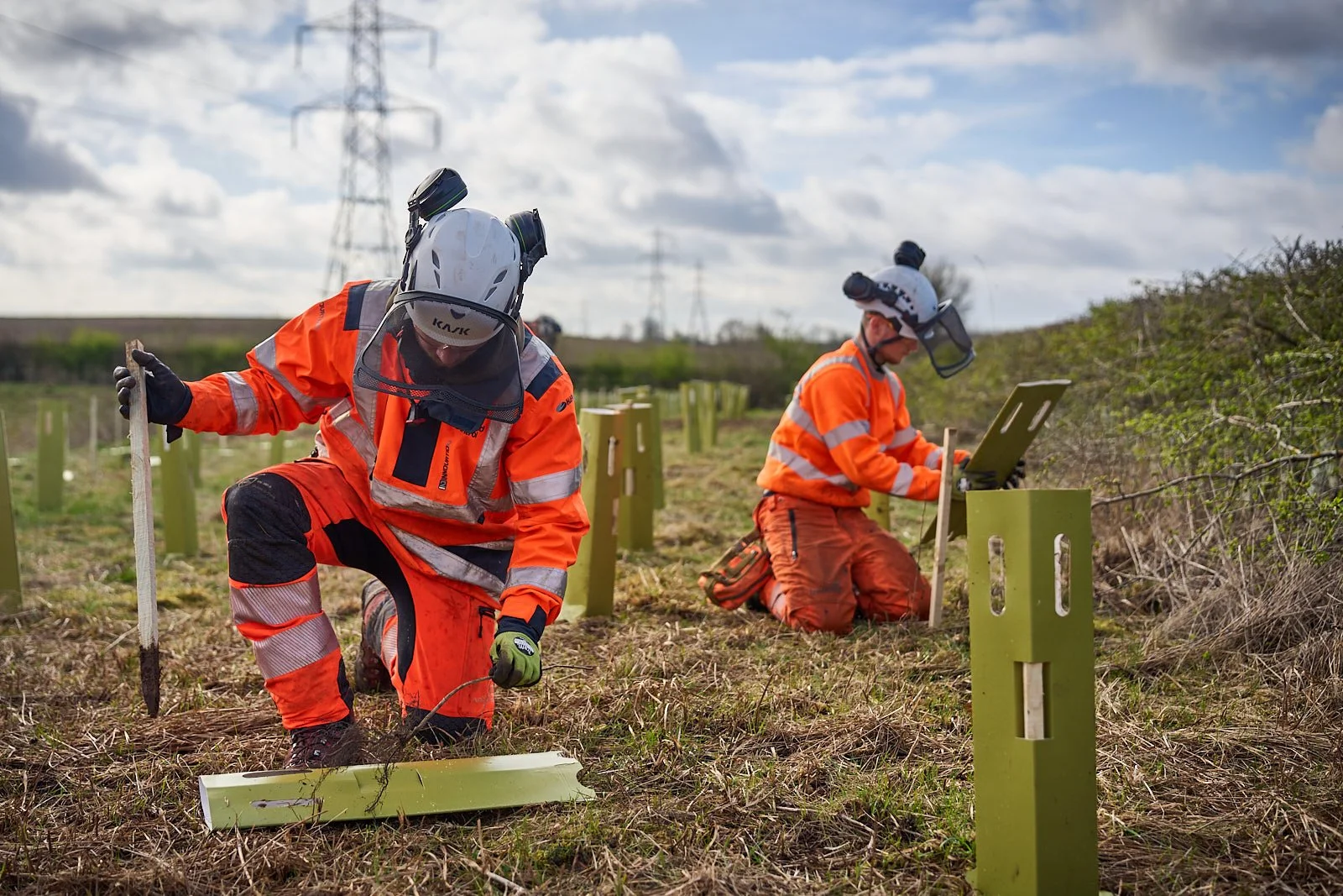 Industrial safety equipment and PPE in working warehouse environment