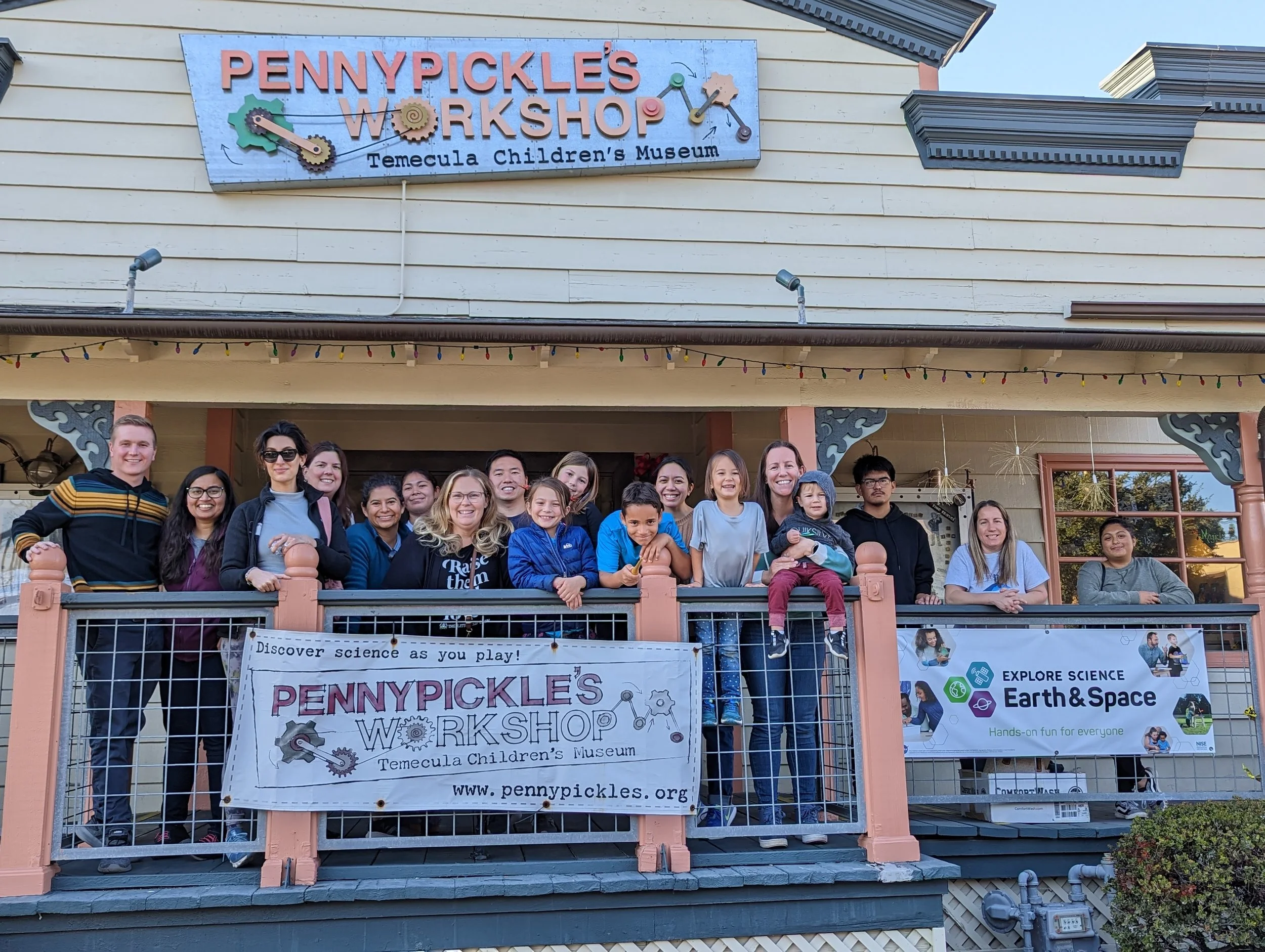 a group of people smiling