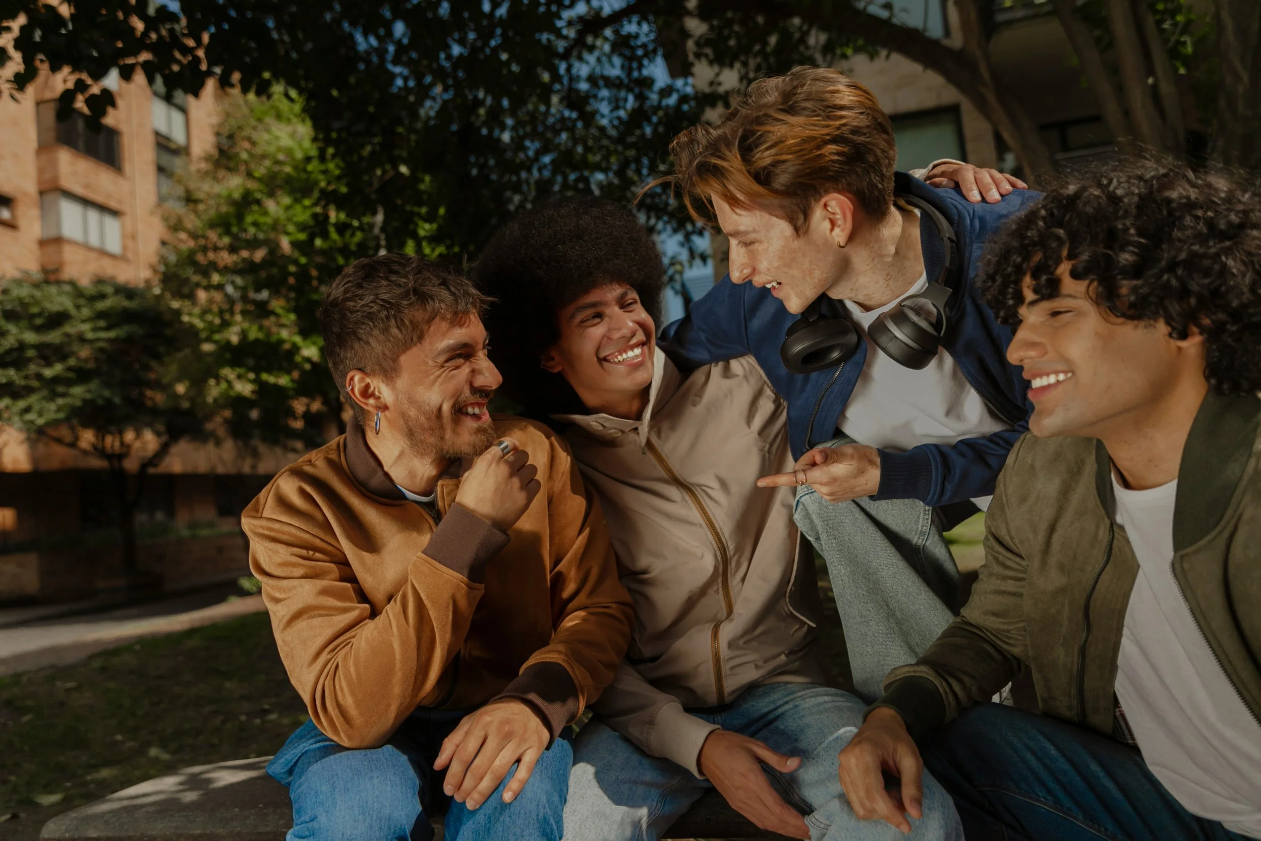 group of men laughing together