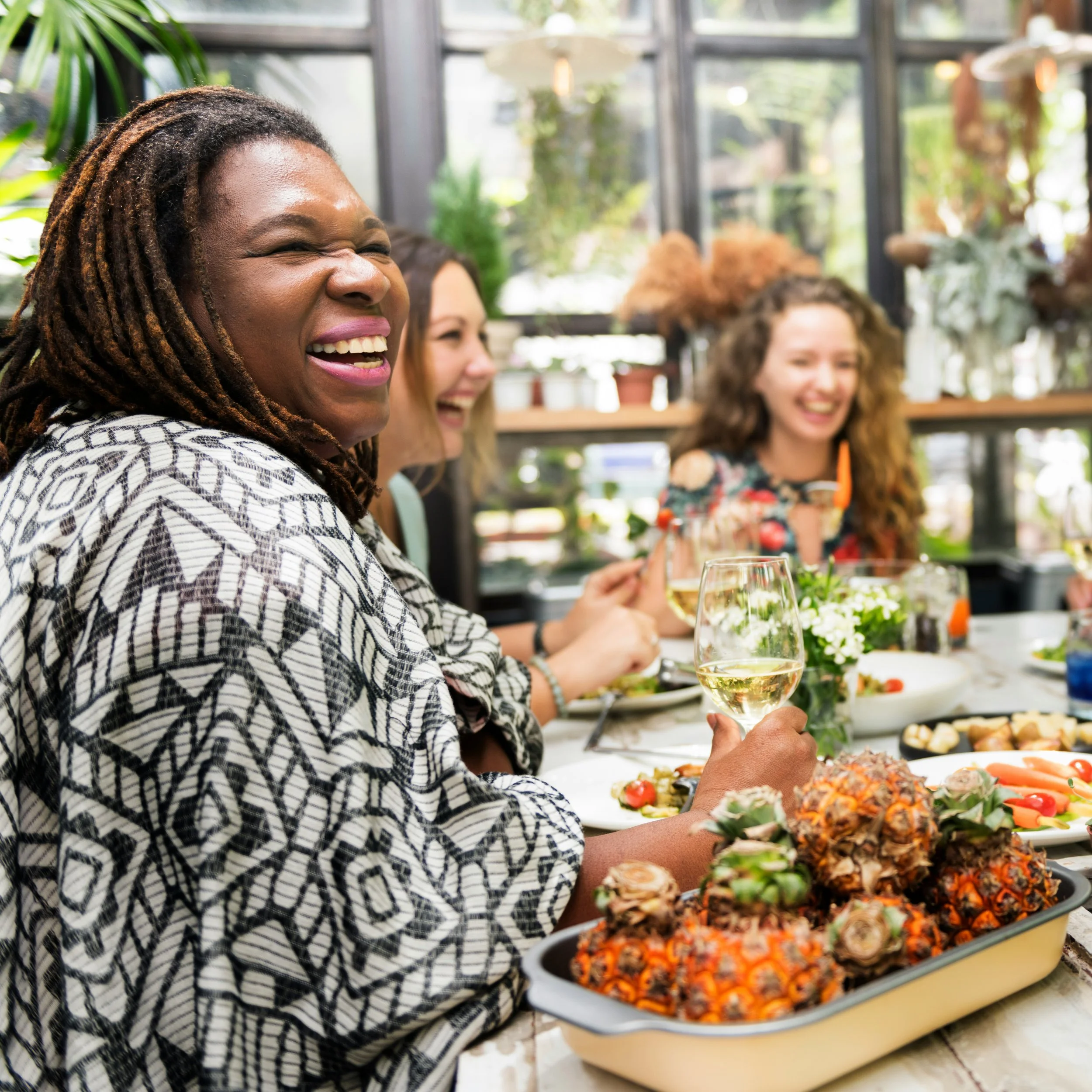 group of women eating a meal together