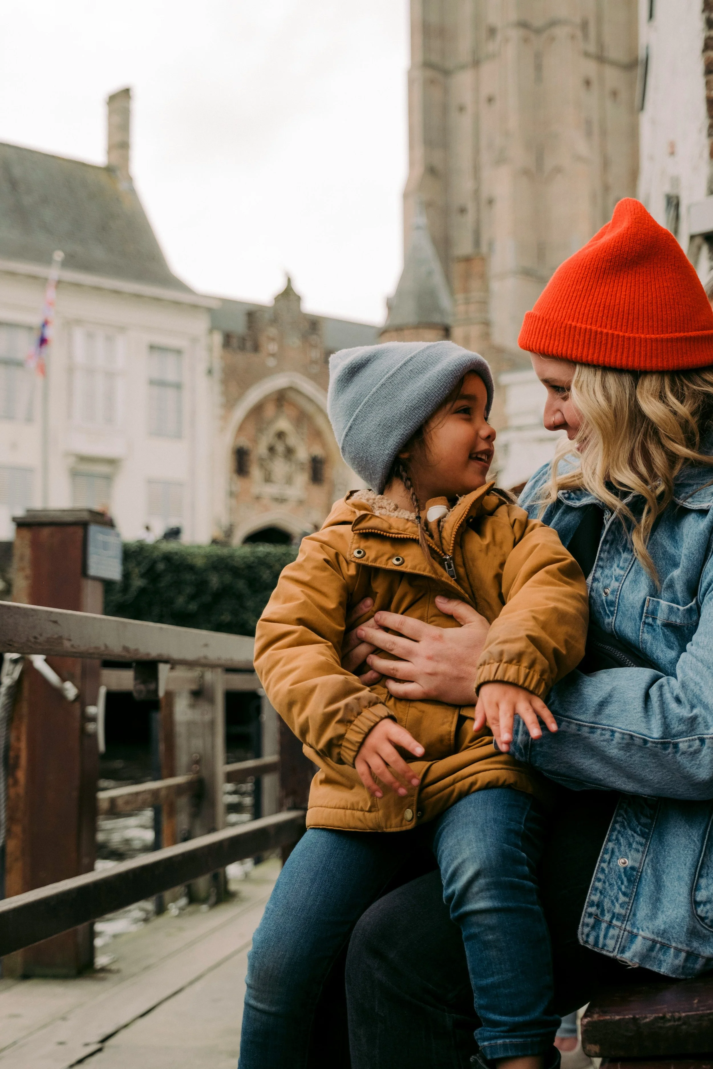 mother and child smiling at each other