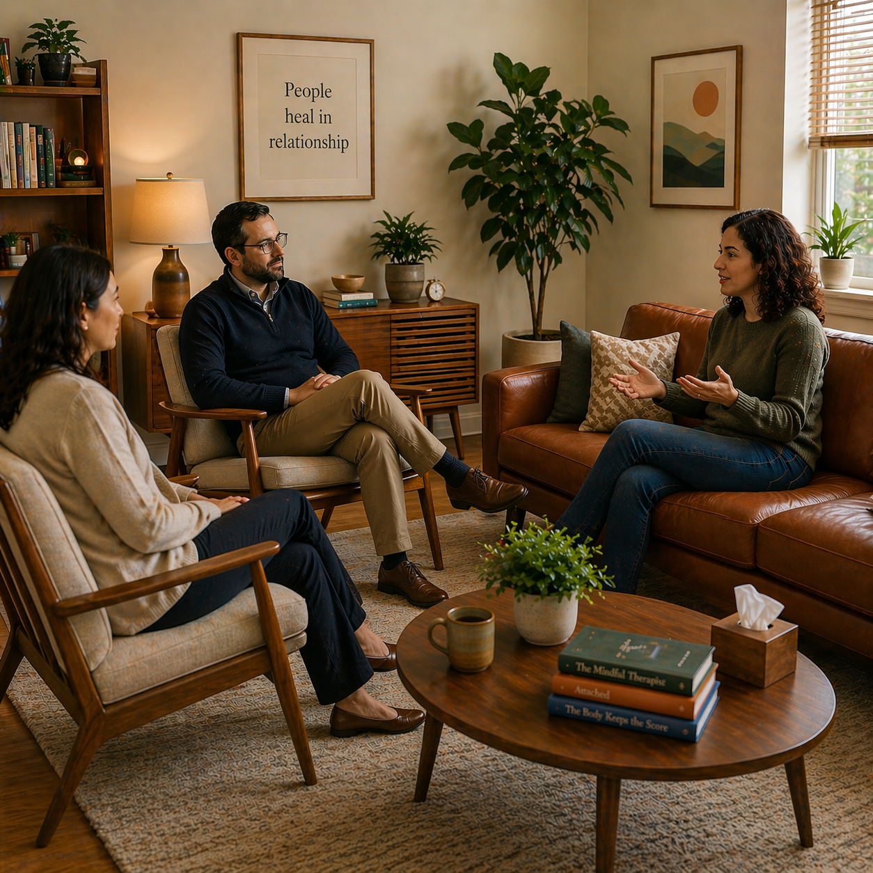 A psychiatrist and therapist meeting together with a patient at Good Day Mental Health in Ogden, Utah