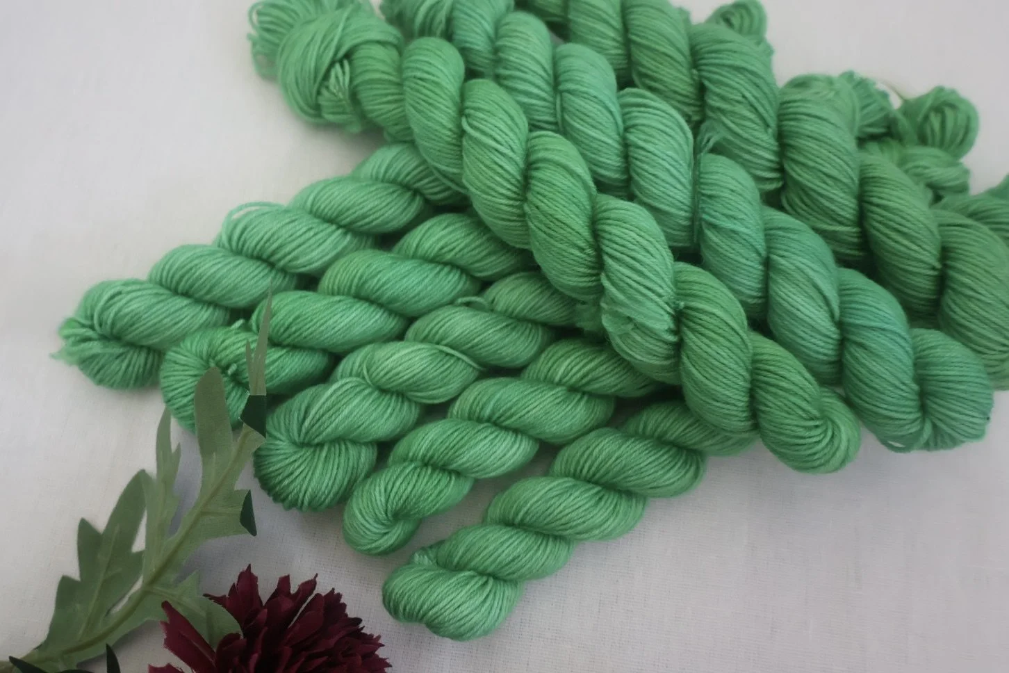 Hand‑dyed 4‑ply merino/nylon mini skeins ideal for socks, heels and toes, colourwork, and lightweight accessories. Dyed in small batches in Scotland.