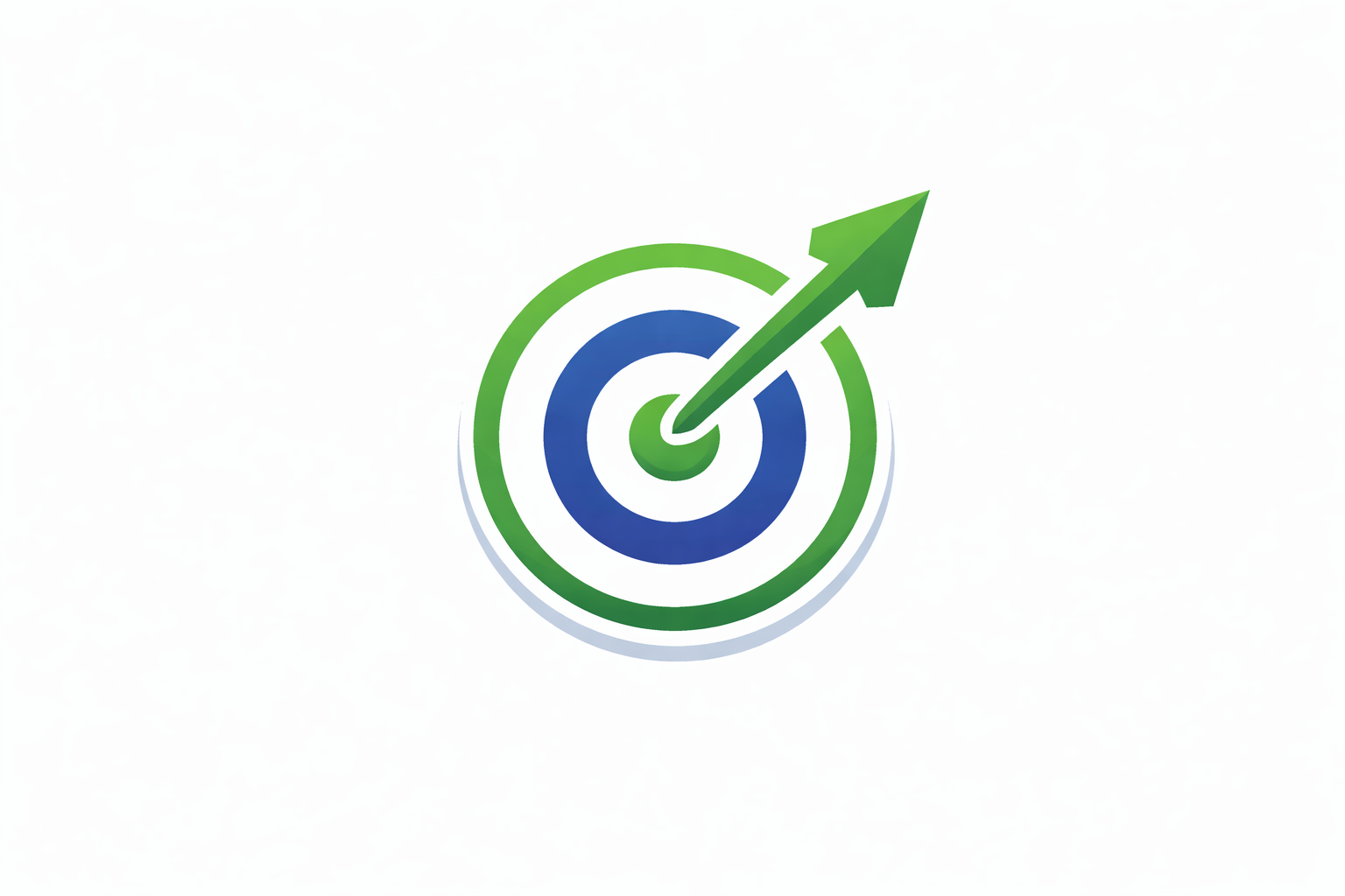 A target with blue and green rings and an upward-pointing green arrow indicating achievement or goal success.