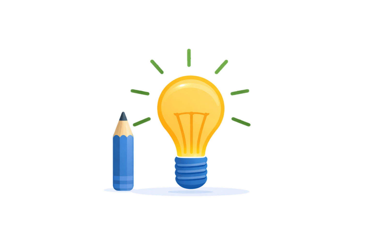 A graphic with a lightbulb, a blue pencil, and labeled sections for creativity or ideas.