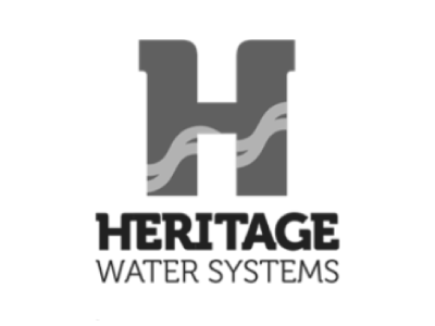 Heritage Water Systems logo with stylized H and water flow design
