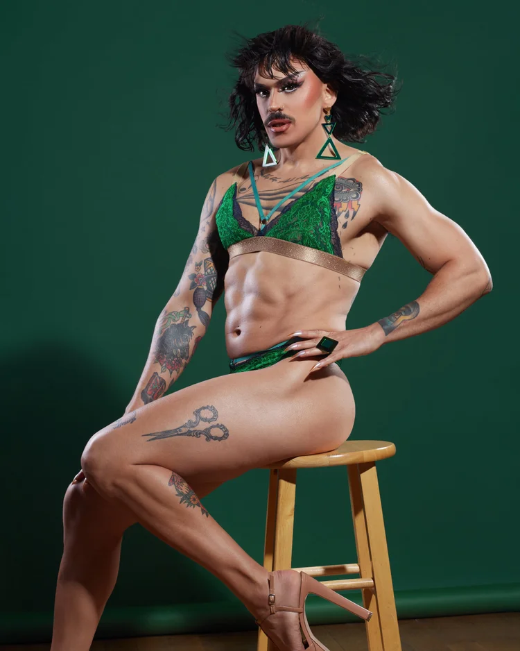 Model wearing the made-to-measure bralette and panty