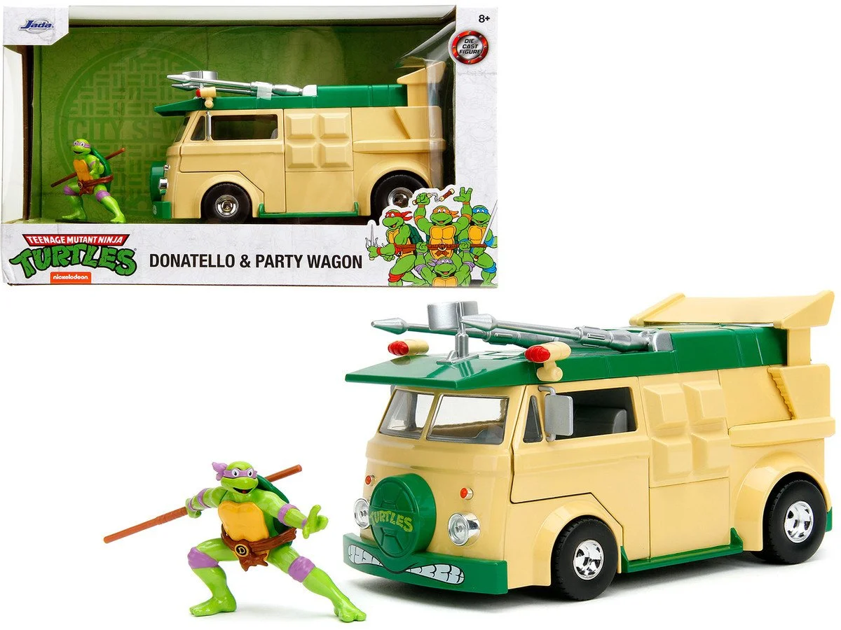 Party Wagon Green and Beige and Donatello Diecast Figure 