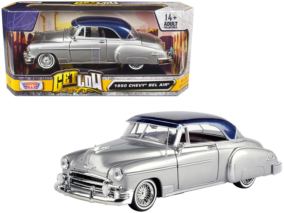 1950 Chevrolet Bel Air Lowrider Silver Metallic with Blue Metallic Top 