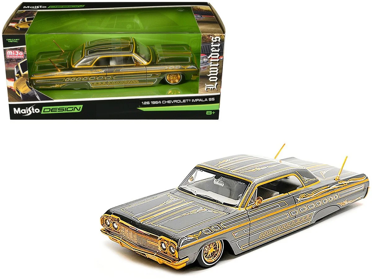 1964 Chevrolet Impala SS Lowrider Gray Metallic with Gold Graphics 
