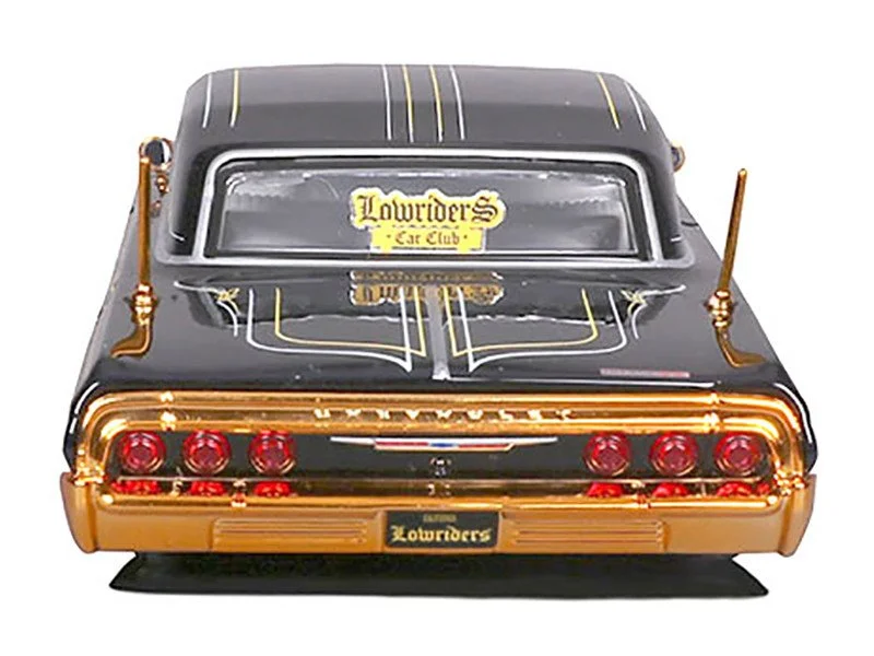 1964 Chevrolet Impala SS Lowrider Black Metallic with Gold Graphics and Gray Interior 