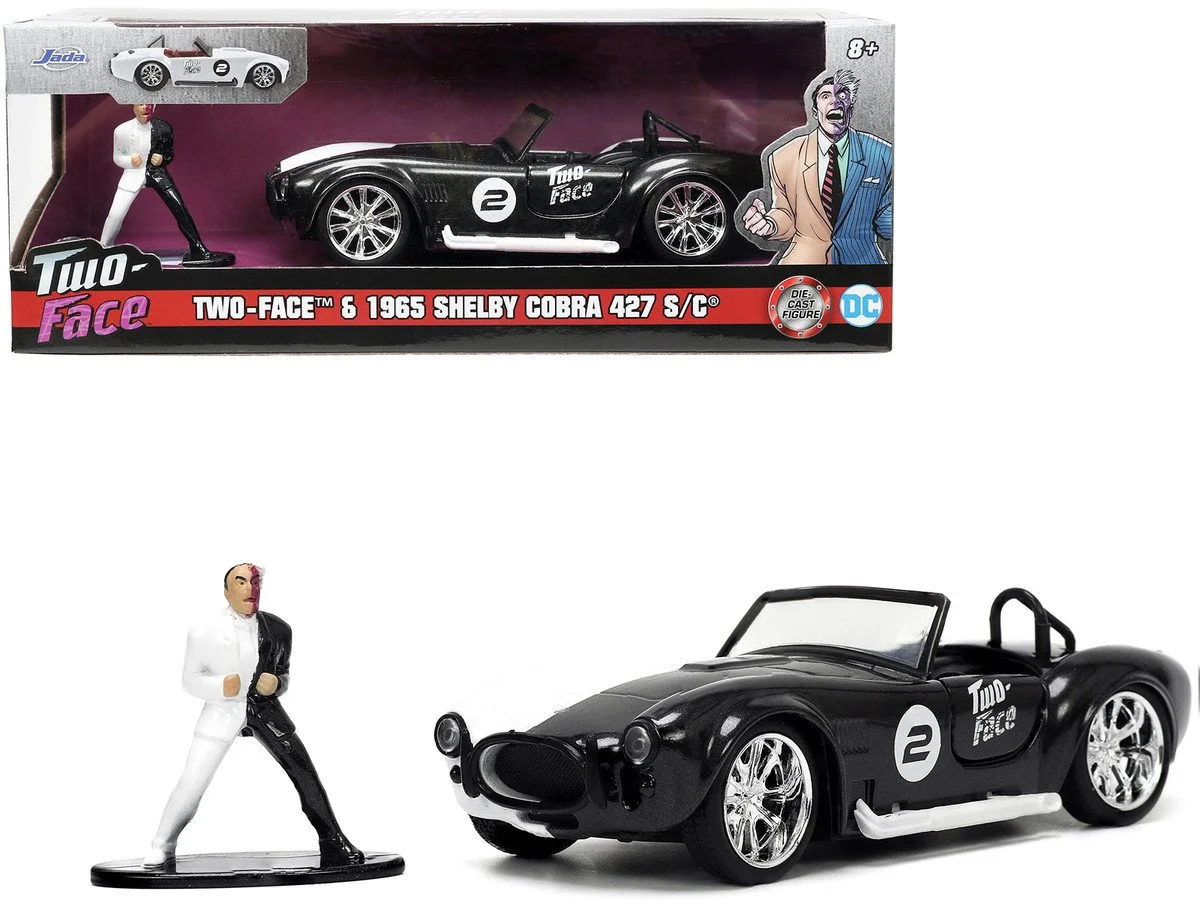 1965 Shelby Cobra 427 S/C #2 Black and White and Two-Face Figure