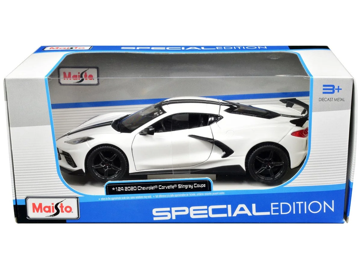 2020 Chevrolet Corvette Stingray Coupe White 1/24 Diecast