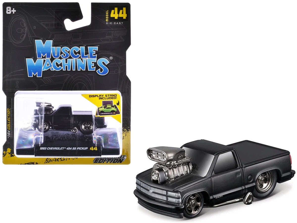 1993 Chevrolet 454 SS Pickup Truck Matt Black 1/64 Diecast