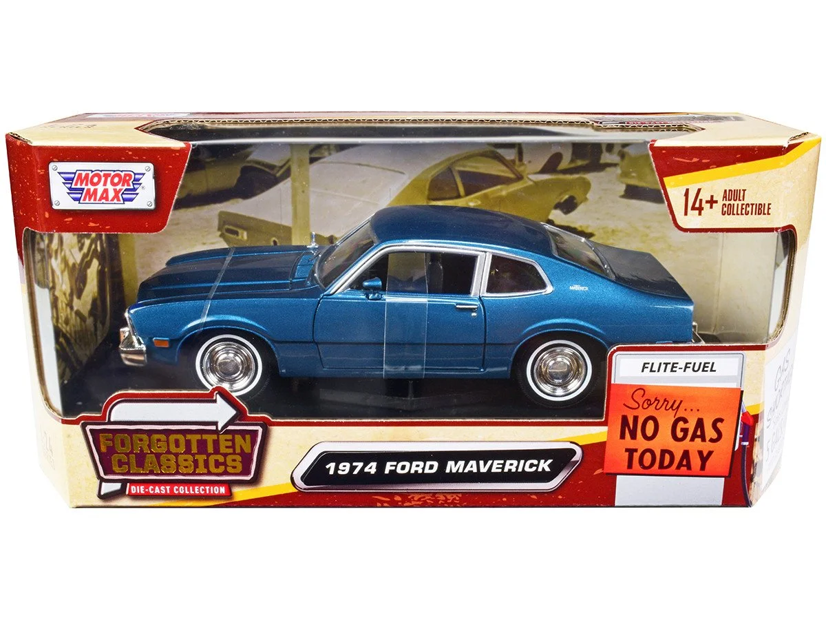 1974 Ford Maverick Blue Metallic 1/24 Diecast Model by Motormax